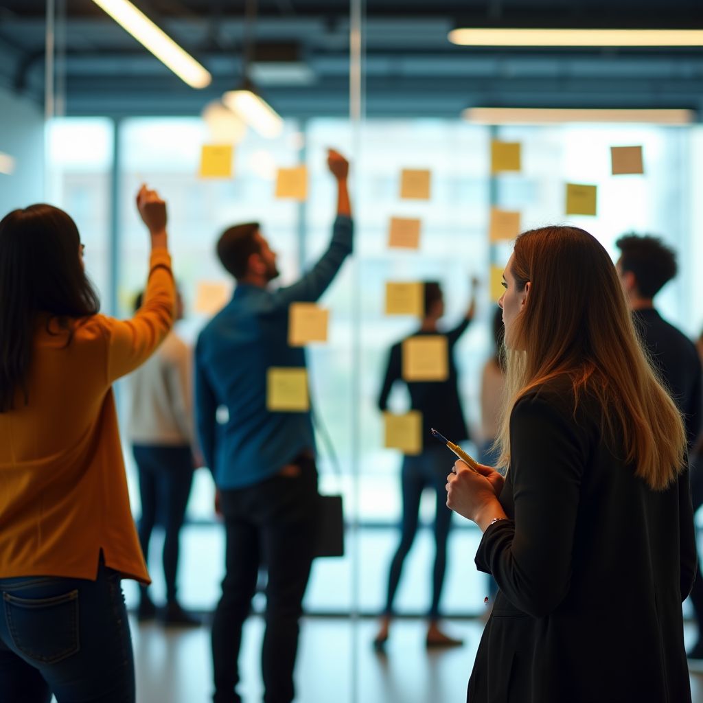 Equipo en una sesión de brainstorming