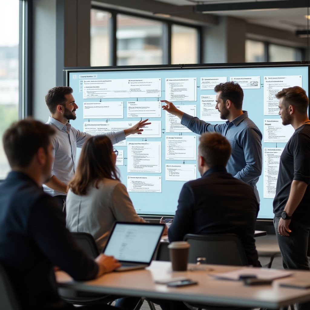 Equipo de FinanzaTech colaborando en una oficina moderna