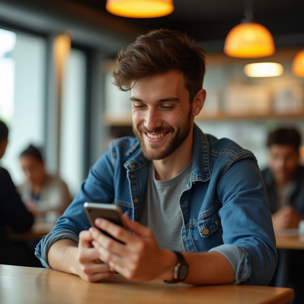 Persona usando la app de FinanzaTech en su teléfono