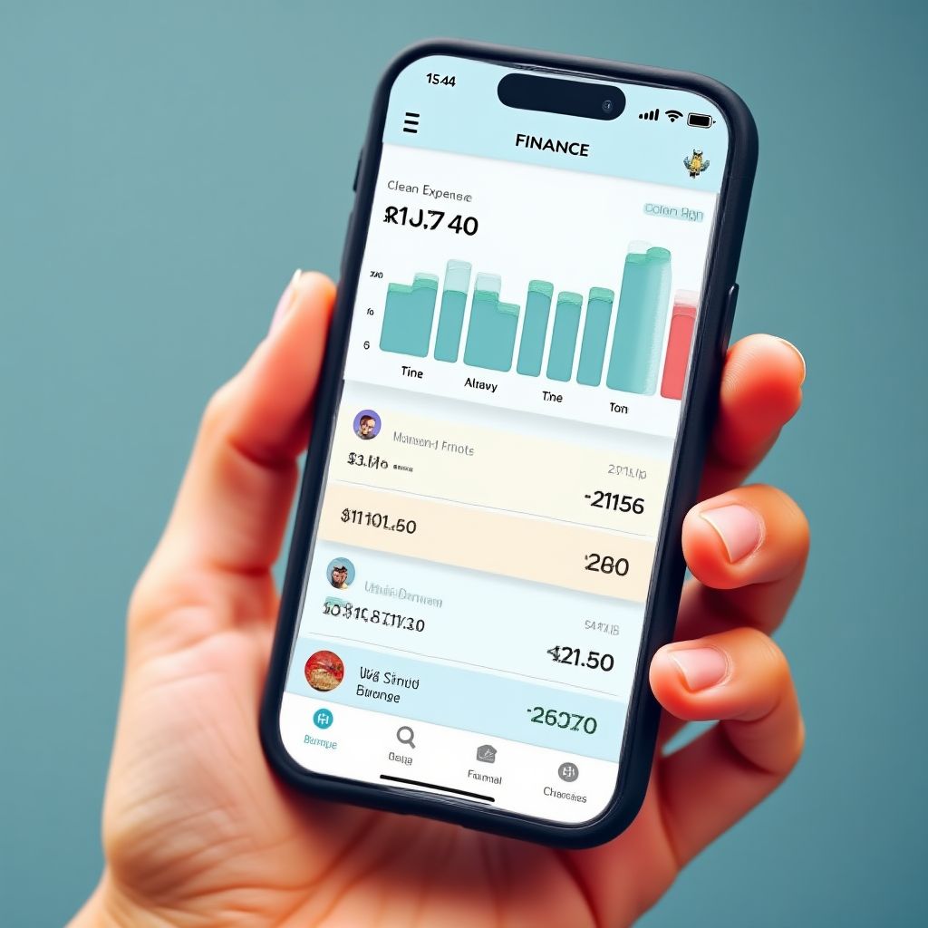 Aplicación móvil de FinanzaTech en un smartphone