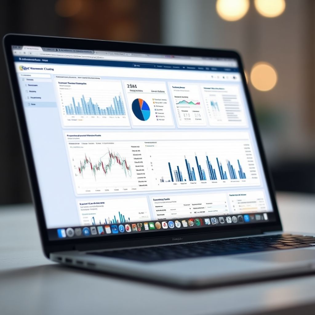 Dashboard web de FinanzaTech en una laptop
